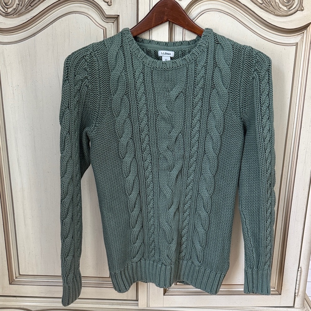 L.L. Bean Women's Sage Cable Knit Sweater
